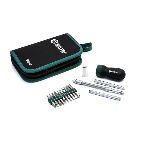 SATA ST09342SJ 25 Pc. Ratcheting Stubby Screwdriver Set with Convenient Case Keeps Extra bits Organized and Easily Accessible