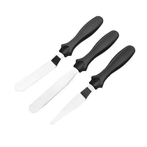 Tala 3 Stainless Steel Icing Spatulas with Black Plastic Handles