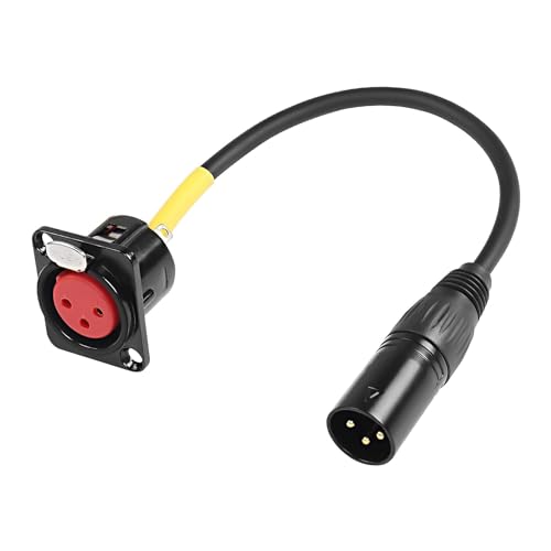 XMSJSIY D-Type XLR Female Panel Mount to XLR Male Connector Pass Through Cable,3 Pin Mic XLR Feed/Pass Thru Converter Compatible with Microphone - 30cm/11.8inch 1PC (Female to Male)