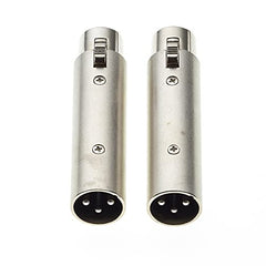 XLR 3 to 5 Pin, Pack of 2 - DMX Adapter, 3 Pole Male Plug to 5 Pole Female Socket Converter, Joiner, Extender for Audio and SLR Cameras Cables Cords