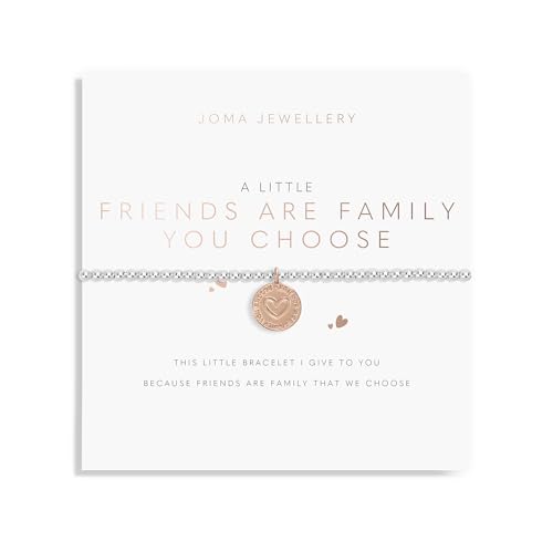 Joma Jewellery A LITTLE FRIENDS ARE THE FAMILY YOU CHOOSE Silver Bracelet   17.5cm stretch