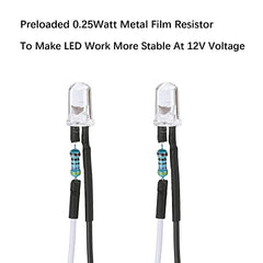 YIXISI 100 PCS 3mm LED Diodes Light, Ultra Bright 12V 20cm Pre Wired, White