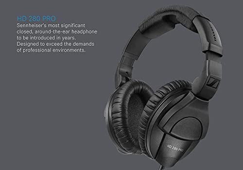 Sennheiser HD 280 PRO Closed-Back Around-Ear Collapsible Professional Studio Monitoring Headphones, for Recording & Mixing, 64 Ohms, Includes 6.3mm Stereo Jack Adaptor & 3m Coiled Cable