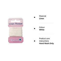 Hemline Strong Linen Thread for Sewing and Repair of Canvas, Upholstery, Saddlery and Heavy Fabrics - Colour White - 2 x 10m Cards