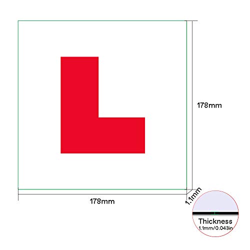 BEEWAY L Plates Fully Magnetic for Car Learning Driver - Extra Thick 1.0mm Strong Magnetic Back for Vehicles, Easy to Attach & Remove - 2 Pack