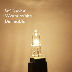 G4 Halogen Light Bulbs 20W 12V Clear Capsule 2 Pin Lamp Bulb Halogen Pin Base Warm White Dimmable 10 Pack