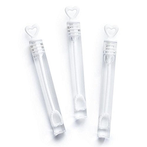 SHATCHI Heart Wand Filled Bubbles Tubes Bottles Wedding Table Decoration Party Favours Kids Bag Fillers, Clear, 24pcs