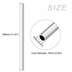 sourcing map 6063 Aluminum Tube (12mm OD x 10mm ID x 300mm L), Aluminum Round Tubing - for Home Furnishing, Machinery, DIY Handicraft