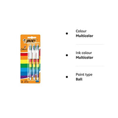 rainbow BIC 4 colours in 1 retractable ball pen pack of 3