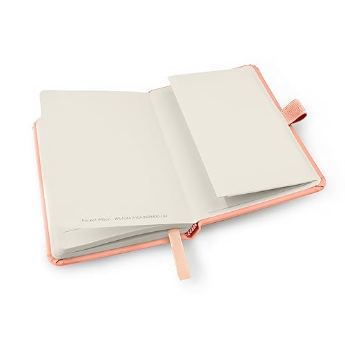 Notes London Eco A6 Notebook with Lined Pages, Pen Loop, Ribbon, Date Marks and Paper Pocket, Pocket Hardback Journal, Note, sustainably sourced paper (Pastel Pink)