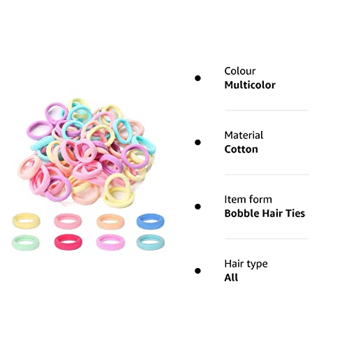 200 Pcs Baby Hair Bands, Cotton Girls Hair Ties Mini Seamless Hair Bobbles Candy Color Ponytail Holders for Baby Girls Kids Toddlers(3 CM in Diameter)