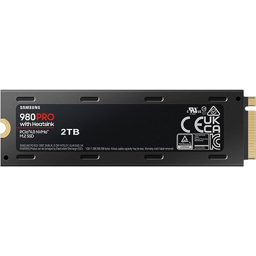 Samsung 980 PRO SSD with Heatsink 2TB PCIe Gen 4 NVMe M.2 Internal Solid State Hard Drive, Heat Control, Max Speed, PS5 Compatible, MZ-V8P2T0CW