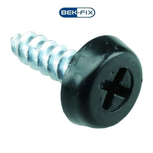 BEK-FIX® Number Plate Oversized Screws Plastic Top 2x White 2x Black 2x Yellow