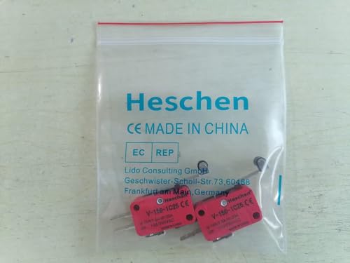 Heschen Micro Switch, V-156-1C25, 7.5A 250VAC, Ith 20A, SPDT, Long Roller Lever, 2 Pack