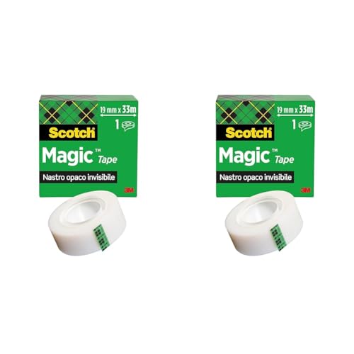 Scotch Magic Invisible Tape - 1 Roll, 19 mm x 33 m - General Purpose Sticky Tape for Document Repair, Labelling & Sealing (Pack of 2)