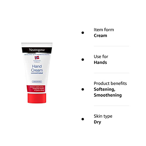 Neutrogena Norwegian Formula Hand Cream Concentrated Unscented, Immediate and Lasting Relief With Glycerin, (300 Applications), 75 ml (Pack of 1)