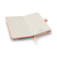 Notes London Eco A6 Notebook with Lined Pages, Pen Loop, Ribbon, Date Marks and Paper Pocket, Pocket Hardback Journal, Note, sustainably sourced paper (Pastel Pink)