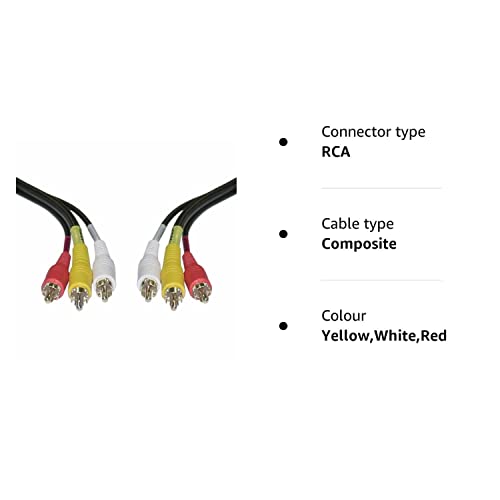 iView-HD 1MT Triple 3 x RCA Phono Plugs Composite Audio Video Cable Male To Male Lead TV AV Stereo component Yellow Red White RCA TO RCA 1 Metre wire connector supply Triple Phono to Phono CVBS AR AL