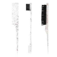 Hair Brush Comb Set, Slick Back Hair Brush Edges Brush Set, Dazzling Colourful Crystal Bristle Hair Brush Teasing Brush Rat Tail Hair Comb, Back Combing Brushes for Hairdresser Women