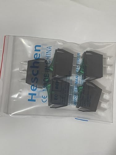 Heschen Rocker Switch, ON-OFF, SPST, 3 Terminals, Green Light, 16A 250VAC, 5Pack