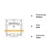 Pirastro Gold Label 4/4 Violin E String - Medium - Steel - Ball End