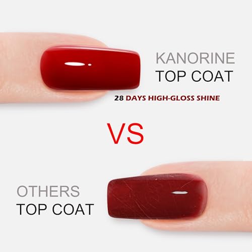 KANORINE 15ml Gel Polish Top and Base Coat set - No Wipe Gel Top Coat and Base Coat Gel Nail Polish Set 15ml, Soak Off Gel Polish Nail Art Manicure Salon DIY Glossy Shine Finish