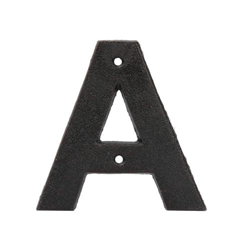 Door Letter A - Black Cast Iron 5 Inch Large Metal Letters - Easy to Read Name Door Sign - A