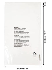 100 X (10″ x 14″) 254mm x 355mm Self Seal Clear Poly Bags with Suffocation Warning, FBA Polybags