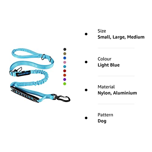 Dog Lead, Adjustable Dog Lead with Safety Belt for Dogs, Comfortable Padded Handle and Reflective Thread (Light Blue)