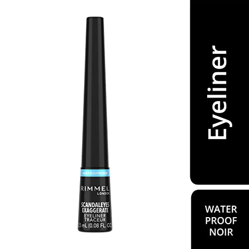 RIMMEL LONDON - Scandal'eyes Exaggerate Liquid Eyeliner - Waterproof, Smudge-proof, Flake-proof, Run-proof - Highly Pigmented Formula & Matte-Black Finish - 001 Black - 2.5ml