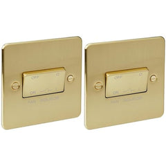 KNIGHTSBRIDGE FP1100BB Flat Plate 10AX 3 Pole Fan Isolator Switch-Brushed Brass, 230 V (Pack of 2)