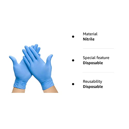 Ruiyang Box of 100 x Blue Disposable Nitrile Gloves For Examination, Medical, Industrial, Hair, Beauty, Food, Janitorial and others - Powder Free, Latex Fre (Blue, Small)