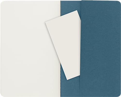 Moleskine Cahier Journal, Set 3 Notebooks with Plain Pages, Cardboard Cover with Visible Cotton Stiching, Colour Brisk Blue, Large 13 x 21 cm, 80 Pages