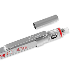 rOtring 600 Mechanical Pencil   0.7 mm   Silver All-Metal Body Propelling Pencil   Non-Slip Knurled Grip & Hexagonal Barrel