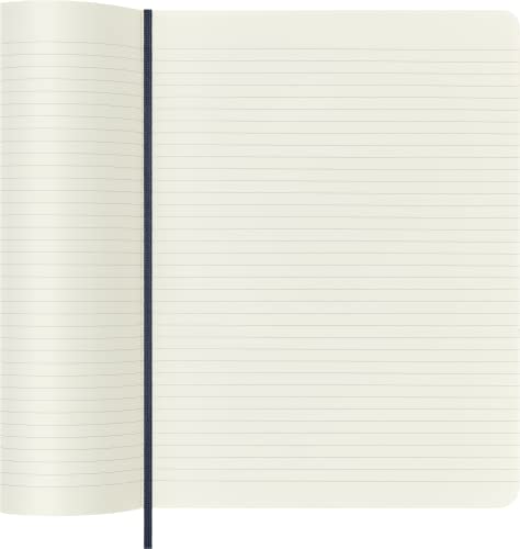 Moleskine - Classic Ruled Paper Notebook - Soft Cover and Elastic Closure Journal - Color Sapphire Blue - Size Extra Large 19 x 25 A4 - 192 Pages