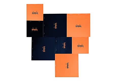 RHODIA 122009C - Stapled Notepad N°12 Black - 8.5x12 cm - Small Squares - 80 Detachable Sheets - White Clairefontaine Paper 80 g/m - Soft and Resistant Coated Card Cover - Basics