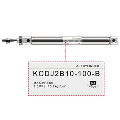 Heschen Stainless Steel Slim Air Pneumatic Cylinder, CDJ2B 10-100, M5 Port, 10mm Bore, 100mm Stroke, Double Acting Single Rod