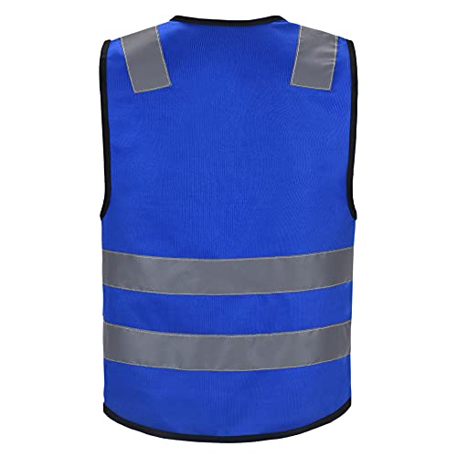 5 colors hi viz equestrian Adult High Visibility Hi Viz Vest Waistcoat Safety blue hi vis vest(XXS-XXL) (S, Blue)