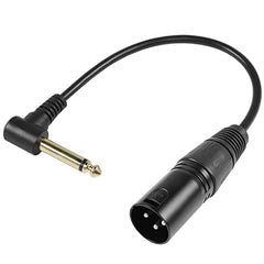 QIANRENON 90 Degree Angle TS 6.35mm to XLR Unbalanced Cable Adapter TS 1/4 Right Angle Male to XLR Male Audio Extension Cable, for Microphone Guitar Amplifier Mixer, 30cm/11.8in