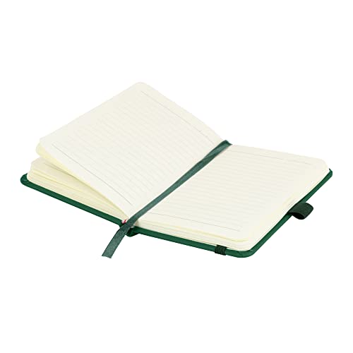 Savvy Bee 2 x Notebooks, Double Pack A6 Notebook New Lined Pocket Hardback Small Journal with pen loop, elastic closure and ribbon marker 196 pages / 98 sheets Notepad Notes Pad (Green)