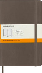 Moleskine Classic Ruled Paper Notebook - Soft Cover and Elastic Closure Journal - Color Earth Brown - Large 13 x 21 A5 - 192 Pages