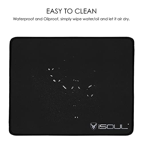 iSOUL Mouse Pad, Mice Pad with Non-Slip Rubber Base, Mouse Mats for Computers Durable Stitched Edges, Neoprene Smooth Surface for Laser and Optical Mouse Mat, Black