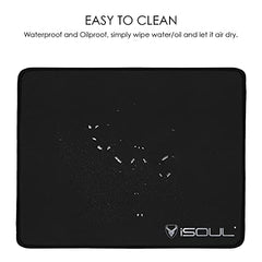 iSOUL Mouse Pad, Mice Pad with Non-Slip Rubber Base, Mouse Mats for Computers Durable Stitched Edges, Neoprene Smooth Surface for Laser and Optical Mouse Mat, Black