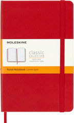 Moleskine Classic Ruled Paper Notebook, Hard Cover and Elastic Closure Journal, Color Scarlet Red, Size Medium 11.5 x 18 cm, 208 Pages