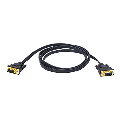 DTech Ultra Thin Flat VGA Cable 1.8m Standard 15 Pin Male to Male Gold Plated Connector SVGA PC Projector HDTVs Laptop Computer Monitor Wire(black.6ft)