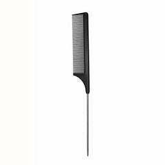 Hair Comb - a Professional Anti-static Carbon Fibre Metal-Pin Tail Comb,Heat Resistant Barber and Salon Rattail Comb with Non-skid Paddle Parting Comb,Fine Tooth in Black