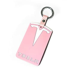 XINRISHENG Tesla Key Card Holder for Model 3 and Model Y Silicone Protector Key Chain Logo Pattern Car Accessories (pink)