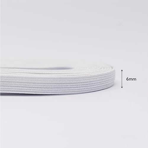 Korbond White Elastic 6mm x 3m-110370, Polyester blend