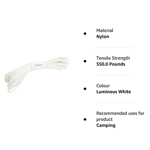 WINGONEER® 550 Luminous Glow in the Dark Paracord Mil Spec Type III 7 strand parachute cord White 100 feet