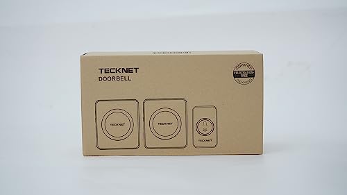 TECKNET Wireless Doorbell, Doorbell IP65 Waterproof Twin Wall Plug-in Cordless Door Chime Kit with 400m Range, 60 Chimes, 120dB Lound 5-Level Volume & Blue Light, Plug in Door Entry Bell